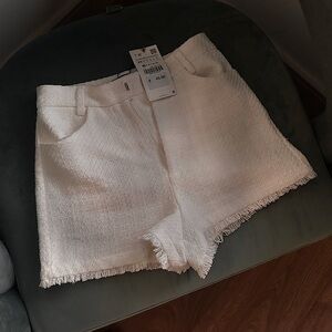 NWT Zara Structured White Tweed Shorts